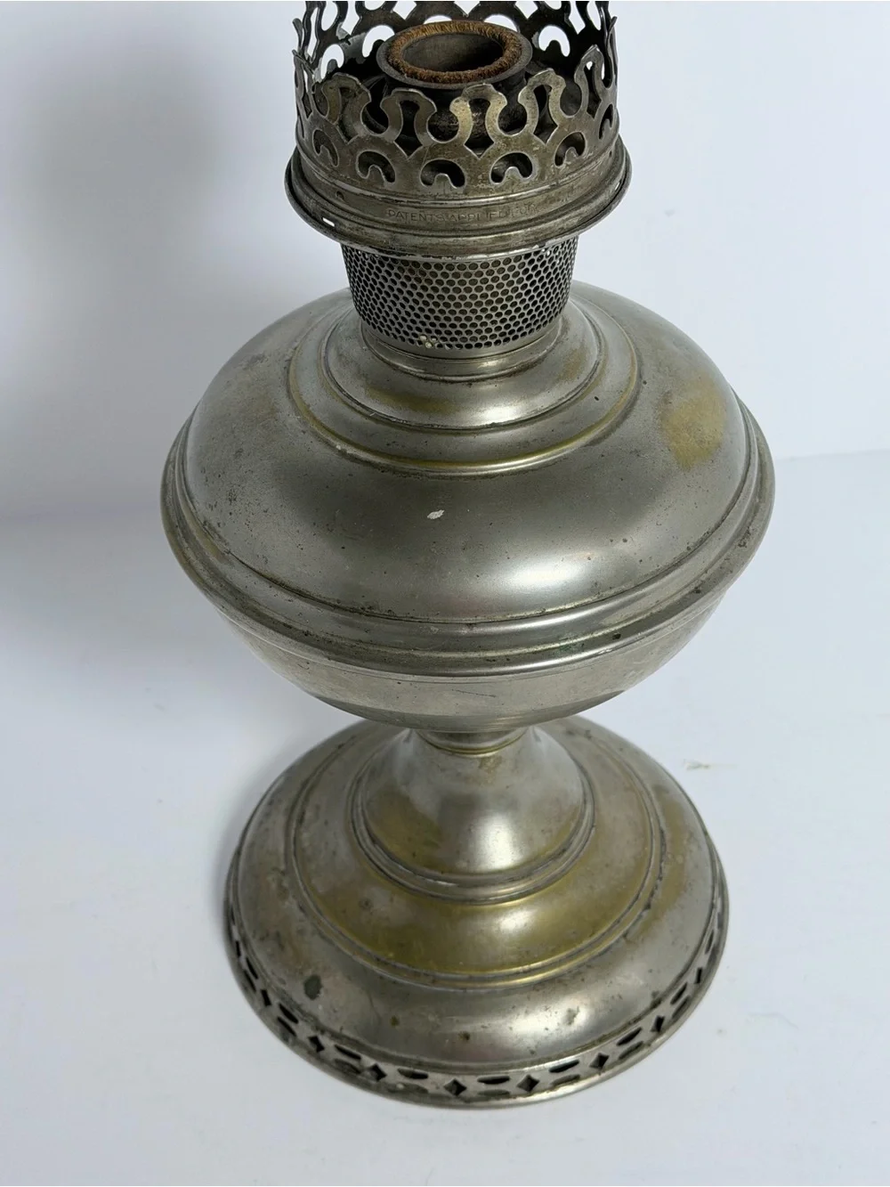 Antique Rayo Center-Draft Nickel-Plated Kerosene Table Lamp (c. 1900)
